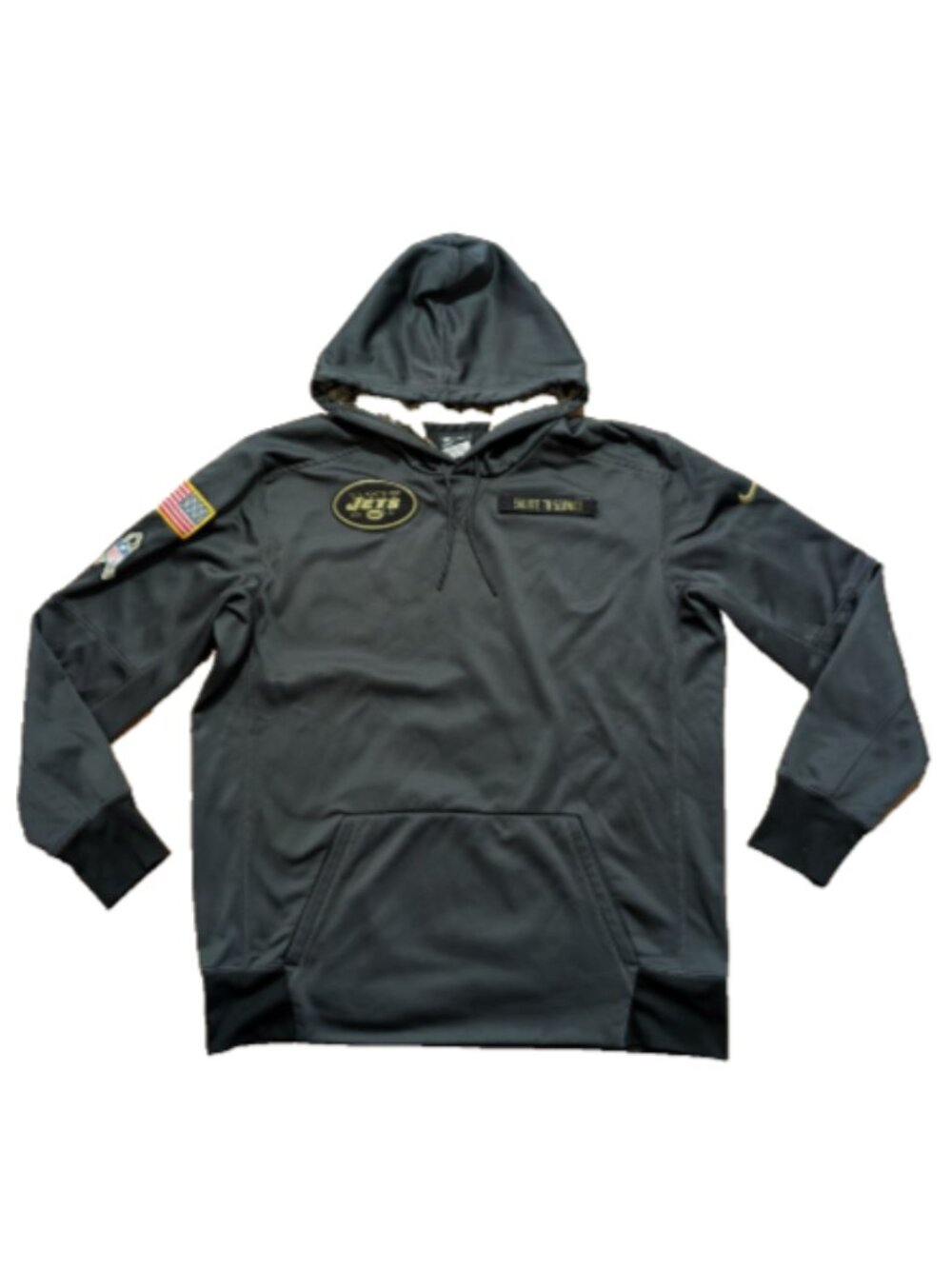 Nike New York Jets Salute To Service Hoodie XL Green Camo Swoosh On Field NFL